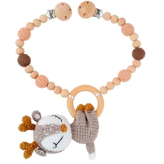 Ueiwffzo Kinderwagen Kette für Babys, Gehäkelt Cartoon Tier Anhänger Baby Mobile, Babyspielzeug Zum Flexiblen Aufhängen Kinderwagenkette aus Holz, Babyspielzeug Kinderwagen Für Baby (Elche)