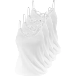 Yenita 4 stück Damen Unterhemden Spaghettiträger aus 100% Baumwolle ÖKO Tex Standard 100, mit schöner Spitze, Gr. 40/42 - 40-42