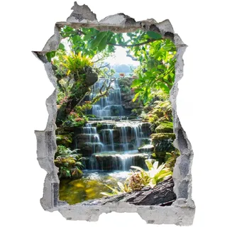 3D Wandtattoo Mauerloch Wandsticker Wandaufkleber Durchbruch selbstklebend Schlafzimmer Wohnzimmer Kinderzimmer - Wasserfall Natur,Größe 70x110cm