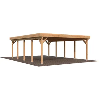 Doppel-Carport 600 x 762 cm Braun tauchgrundiert