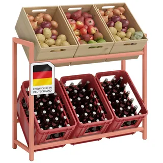 steelsøn Macondo Getränkekistenregal für 6 Kisten - Stabiles & Platzsparendes Getränkeregal - verstellbares Kistenregal Terrakotta Metall - Kastenständer für Getränkekisten & Obst - Bierkisten Regal