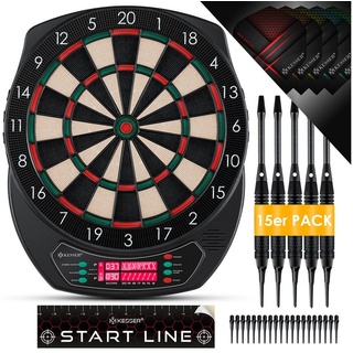 Kesser KESSER® Electric Dartboard mit 15 Dartpfeile + 35 Pro Flights 100 Pfeilspitzen + Zubehör Dart für 1 bis 8 Spieler Innovativer elektronisch Dartautomat mit 65 Varianten