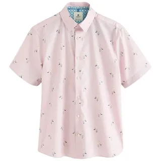 Next Kurzarmhemd Kurzärmeliges Hemd mit Print aus 100 % Baumwolle (1-tlg) rosa 4XL