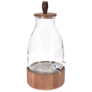 Lifewit Getränkespender aus Glas mit Holz Ständer - 5,5 Liter - Wasserspender mit Zapfhahn - Spender für Getränke Saft Wasser Limonade Dispenser mit Fuß