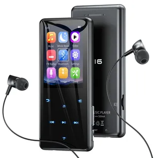 MP3 Player Bluetooth 5.3 64GB mit 2,4" Display, Touch-Tasten & Lautsprecher | Metallgehäuse, 45 Std. Wiedergabe, 18 beruhigende Sounds, FM-Radio, bis 128GB erweiterbar