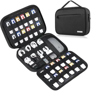 Lacdo USB-Flash-Laufwerk USB-Stick-Halter Organizer Tragbares elektronisches Zubehör Aufbewahrungstasche für SanDisk/SamData/Samsung USB-Flash-Laufwerke, SD-Karte, Kabel, Schwarz
