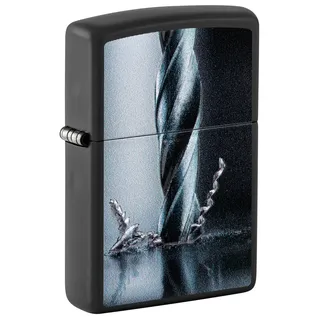 Zippo Sturmfeuerzeug - Metal Drill, Black Matte, Texture Print - Nachfüllbar - Wiederverwendbar - Windfestes Design - Geschenkbox - Made in USA