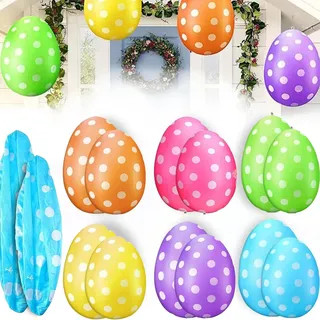 Ostereier zum Aufhängen Draussen 12 pcs Osterdeko zum Aufhängen 40 und 50 cm Ostereier Deko XXL für Ostern Frühlingsdeko Garten Schaufenste (6 * 40+6 * 50cm)