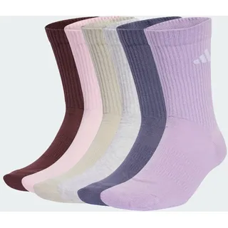 adidas CUSHIONED CREW SOCKS 6 PAIR PACK, Aurora Ruby/Preloved Violet/Powder Plum/Light Grey Heather, 10.5-12.5