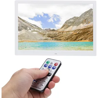 Cuifati 15-Zoll-HD-Digital-Fotorahmen, Große Elektronische Bilderrahmen mit Gehäusetasten und Infrarot-Fernbedienung, Digitaler Bildschirmunterstützung, Uhr, Kalender, Timer-Schalter (EU-Stecker)