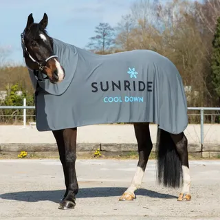 SUNRIDE Cool Down Kühldecke mit Halsteil und Tuch 105 cm Grau