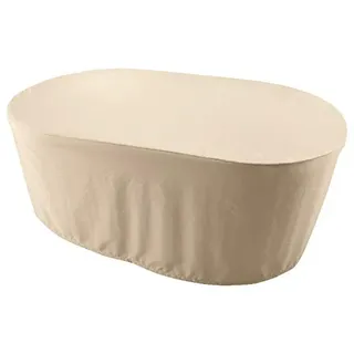 Kaufpirat Premium Abdeckplane Oval 230x135x70 cmHolzbank Gartenmöbel Gartentisch Hülle Abdeckung Haube Schutzhülle Abdeckhaube 900 D, 500 g/m2, 6.000 mm Wasserbeständigkeit Beige