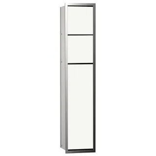 EMCO ASIS 150 Unterputz Badschrank für WC, Feuchttücher, alu/Glas, Einbauschrank, Türanschlag wählbar Weiß Chrom 80,9 cm Unterputz Türanschlag wechselbar