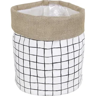 Pflanzkorb Gitter-Optik Baumwolle Ø 20 cm x 20 cm Schwarz-Weiß