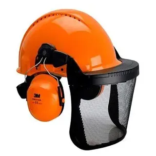 3M Forsthelm Kopfschutz-Kombination 3MO315J orange, Gehörschutz und Polycarbonat-Visier, Größe 53-62