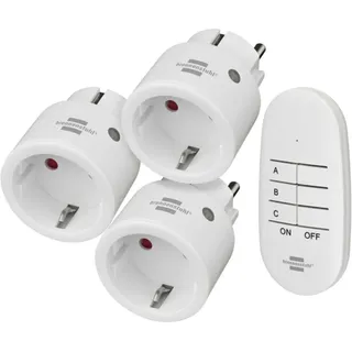 Brennenstuhl Funkschalt-Set Mini 3+1 Comfort-Line 3er Funksteckdosen-Set mit Fernbedienung (1507070)