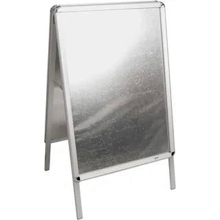 Aigentlich Kundenstopper Silber DIN-A1 klappbar, Werbeaufsteller mit 2-seitiger Präsentationsfläche, Plakatständer mit Klapp-Profile, Display für Innen und Außen, Gehwegaufsteller für A1 Plakate