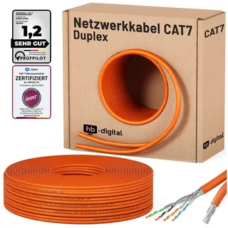 HB-Digital CAT 7 Kabel Duplex Netzwerk Kabel S/FTP AWG23 LSZH orange