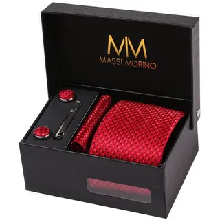 MASSI MORINO Krawattenset in rot kariert | Gr.: onesize