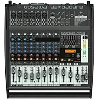 Behringer EUROPOWER PMP500 500 Watt 12-Kanal-Powermixer mit Klark Teknik Multi-FX-Prozessor, Kompressoren, FBQ-Feedback-Erkennungssystem und Wireless-Option