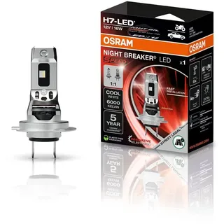 Osram NIGHT BREAKER LED SPEED H7 für Motorräder, LED-Nachrüstlampe für Motorräder mit Straßenzulassung, 6000K, schnelle Installation, kein mechanisches Zubehör notwendig, LEDEC02 integriert, 1 Lampe
