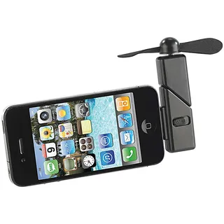 Callstel Handy Ventilator iPhone: Mini-Ventilator für iPhone & iPod Touch mit Dock-Connector, 30-polig (mit Adapter, iPod für Sommer, Lüfter)