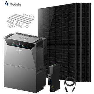solarmars Balkonkraftwerk Bifazial 2000 W inkl. 4 x 500 W Solarpanel + BP5000 Speicher