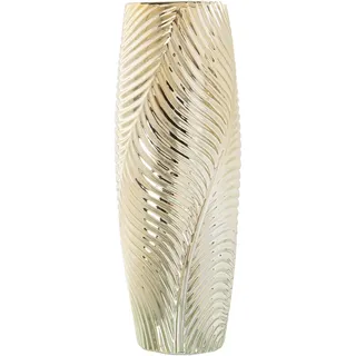 DRW Runde Bodenvase aus Keramik, goldfarben, 15 x 40 cm