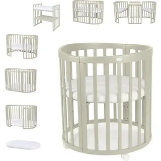 Waldin Babybett OWAL Kinderbett 7in1 mit Matratze, mitwachsendes Kinder-Bett