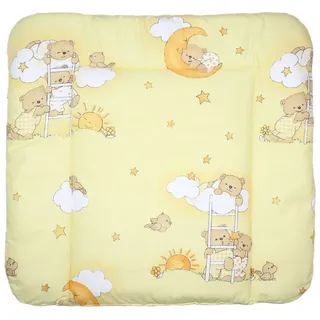 Baby Auflage Wickelauflage - BÄRCHEN AUF LEITERN GELB - 70x50 cm 70x70 cm 70x85 cm Wickeltischauflage 70x70 cm