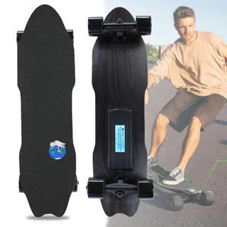 Oiyekntd Elektrisches Skateboard mit Fernbedienung, wasserdichtes Longboard-Skateboard, 7-lagiges Ahornholz, 15 km Reichweite, 25 km/h Höchstgeschwindigkeit, Pendler-Longboard für Anfänger C