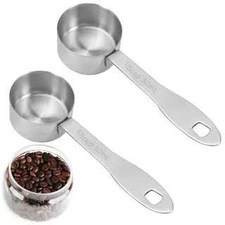 2 Stück Kaffeelöffel, 30 ml / 2 Esslöffel, Edelstahl-Kaffeemesslöffel, 1/8 Tasse, langstielige Löffel, Edelstahl-Kaffeelöffel, Kaffee-Esslöffel für Gläser und Kaffeebehälter