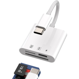 USB C auf Micro SD Kartenleser Schnellladekabel 3in1 Adapter TF SD Card Reader Schnellladegerät Hub Speicherkarte Kartenlesegerät Switch Zubehör Kompatibel für Samsung Apple iPhone15 Pro Max Plus iPad