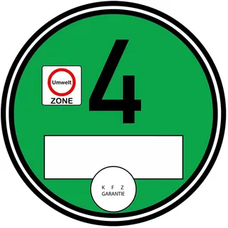 Sammys Shirt Store Umweltplakette Abgasplakette Grüne Klasse 4 innenklebend Vinyl-Aufkleber Sticker für Auto wetterfest