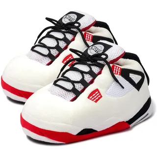 Knuffis Sneaker Hausschuhe Damen Herren lustige warme Plüsch Pantoffeln 36-45 (Weiß) - 36/45 EU