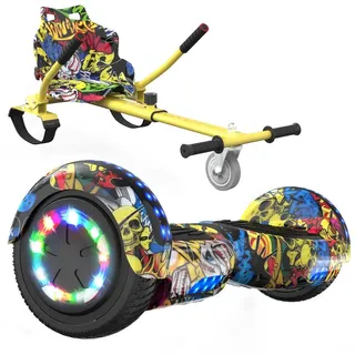 RCB TECH Balance Scooter Kart Set, 6,5 Zoll Hoverboard mit Sitz für Kinder, Hoverboard mit Go-Kart, 120,00 W, 15 km/h, bis zu 10 km Reichweite, keine Straßenzulassung