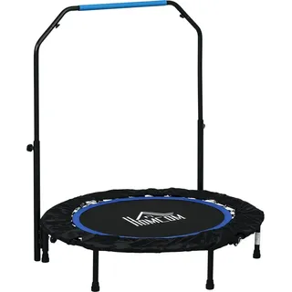 Homcom 102 cm Fitness-Trampolin, Faltbares Mini-Trampolin mit Haltegriff, Fitness-Rebounder für Erwachsene, bis 100 kg, Schwarz+Blau