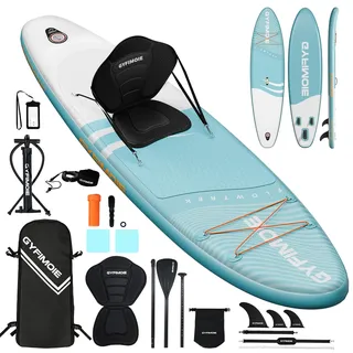 Stand Up Paddling Board mit Sitz und Allem Zubehör,325 cm Sup Board für 2+1 Personen/Familien, Standup Paddle Board Komplett Set Tragetasche Paddel Finnen Luftpumpe Leash Repair Kit (Seafoam Canvas)