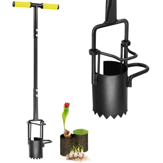Colwelt Blumenzwiebel-Pflanzwerkzeug, langer Griff, gezackter Boden, Blumenzwiebelpflanzer mit weichem Griff, robuster Sodenstopfer für Tulpen, Iris, Narzissen