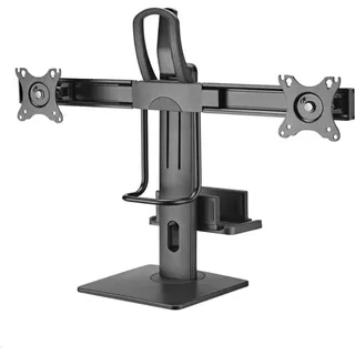 MonLines MTS002B Tisch Monitorständer für 2 Monitore mit PC Halterung (Tisch, 27"), Monitor Halterung