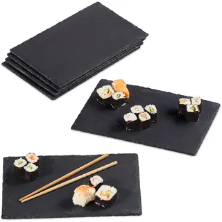 Relaxdays Schieferplatten anthrazit 30,0 x 20,0 cm, 6 St.