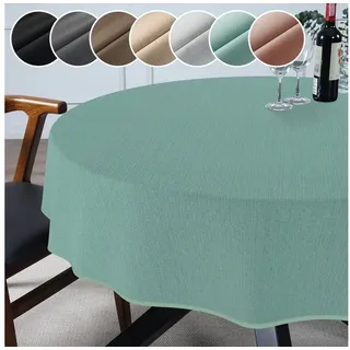 ANRO Tischdecke Hochwertig Tischwäsche mit Beschichtung (Einzelstück 1-tlg), Premium TEFLON und 2-Fache Acryl Beschichtung grün Rund | Ø 120 cm x 120 cm x 120 cm