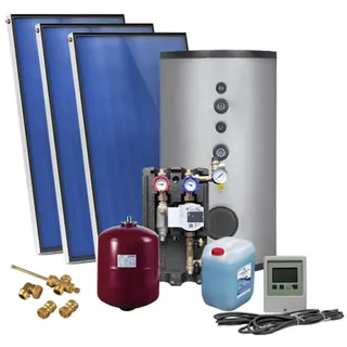 Solarpaket SUNEX AMX 2.0, Flachdachmontage 6,00m2 mit Solarspeicher 300L, 2 WT