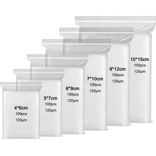 XiaoLidm 600 Stück Druckverschlussbeutel Klein in 6 Größen, Zipper Beutel Klein, Plastiktüten Tütchen mit Druckverschluss, Baggies mit Zipper Transparent, Wiederverschließbare Plastikbeutel & Tüten