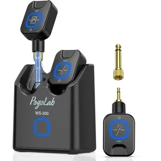 POGOLAB 5,8 GHz Kabelloses Gitarrensystem 6 Kanäle, 2-in-1 Dual-Stecker | Funksender-Empfänger mit Ladebox für E-Gitarren Bass, 30m Reichweite, 18 Std. Laufzeit, <4,6ms Latenz