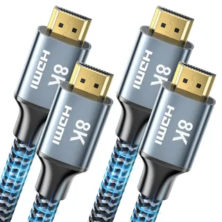CABNEER 8K HDMI 2.1 Kabel 2,5m 2 Stücke, HDMI Kabel Hoch Geschwindig 48Gbps 8K@60Hz 4K@120Hz 2.2/2.3 für Dolby eARC HDCP HDR, Kompatibel mit HDTV, Laptop etc
