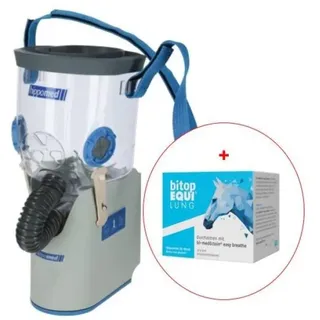 Hippomed AirOne Flex inkl. Maske [3 Größen, inkl. 30 Ampullen bitop equilung] Akku Ultraschall Inhalator für Pferde - Inhaliergerät (Ausführung: AirOne Flex inkl. Ponymaske)