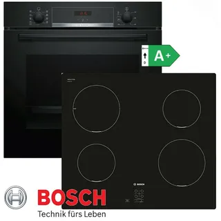 Bosch Induktion Herd Set Autark mit Backofen und Kochfeld Schwarz