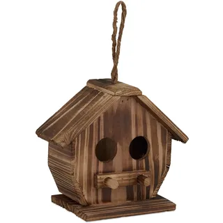 Relaxdays Vogelhaus, Holz, Natur Gebrannt 28,5 x 19 x 10,5 cm 0,3 kg
