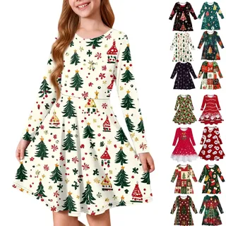 weihnachtskleid mädchen,weihnachtskleid,Kleider für mädchen,weihnachtskostüm Kinder,Weihnachten,weihnachtsoutfit,weihnachtskleider,weihnachtsmann,weihnachtskostüm,Langarm,weihnachtsanzug,Weiß,120
